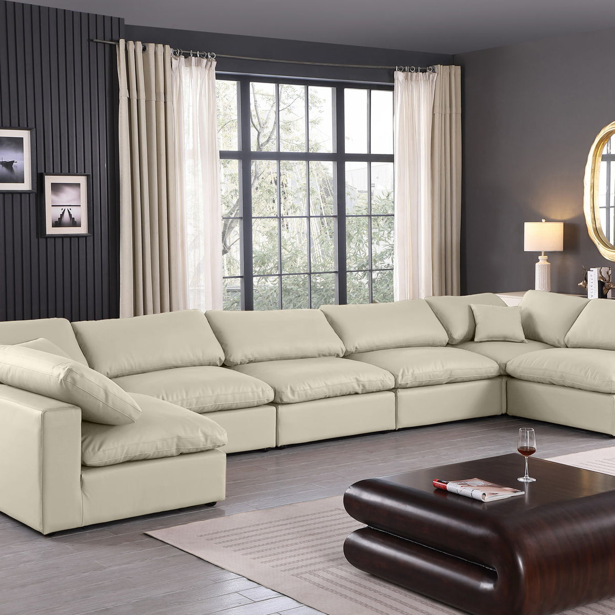 Comfy - 7 Piece Faux Leather Modular Armless Sectional