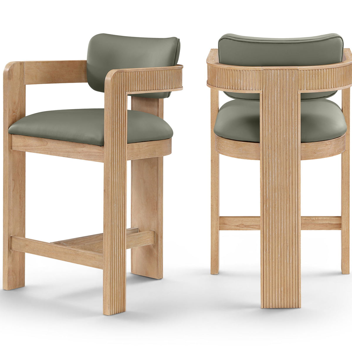 Sacha - Vegan Leather Upholstered Counter Stool With Natural Base