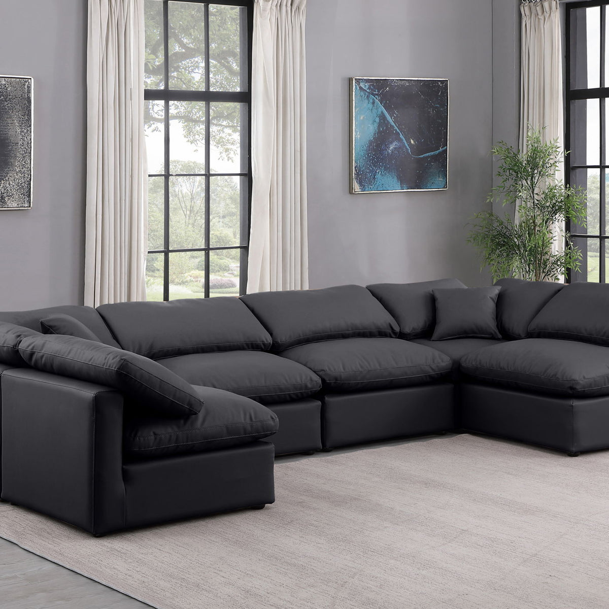 Indulge - Faux Leather 6 Piece Modular U-Shaped Sectional