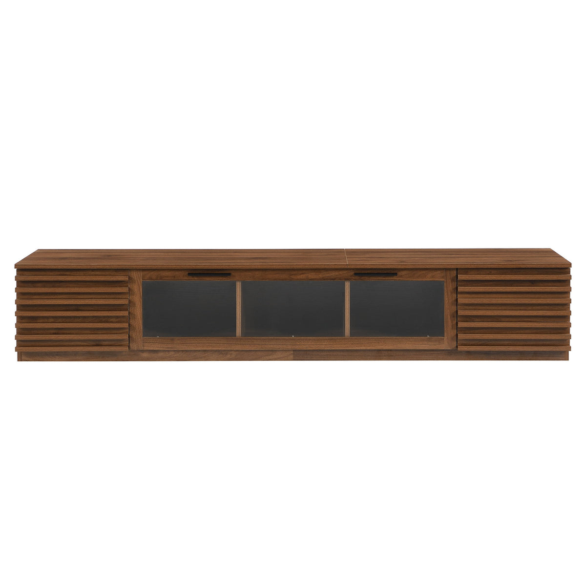TV Stand With LED Lighting, Soft Closing Hinges, Cable Management - Walnut
