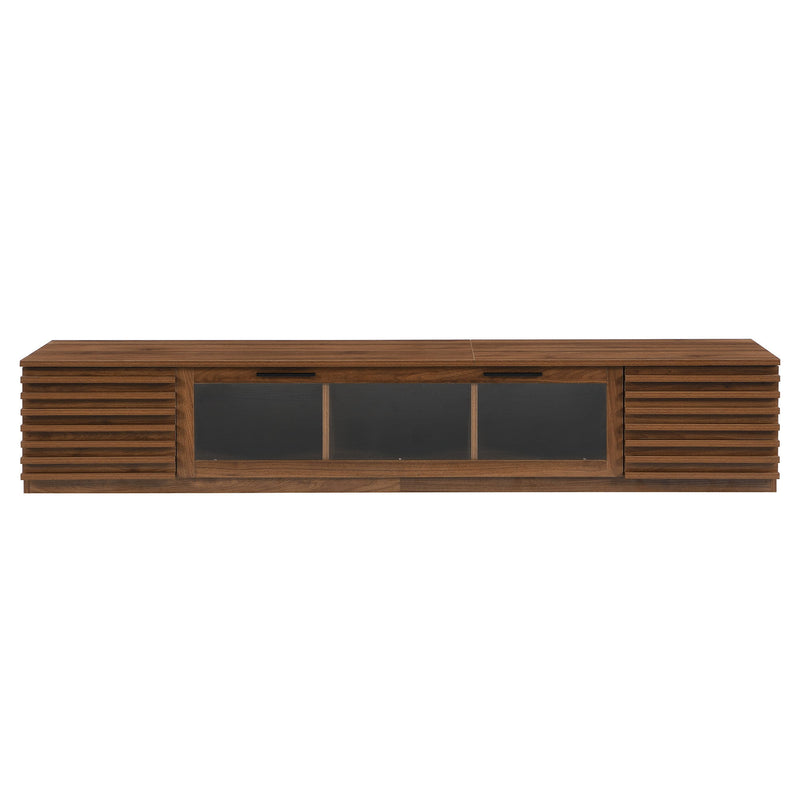 TV Stand With LED Lighting, Soft Closing Hinges, Cable Management - Walnut