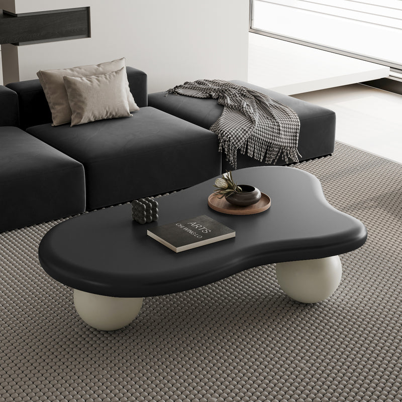 Cloud-Shaped Coffee Table Sphere Legs Black 47-inch