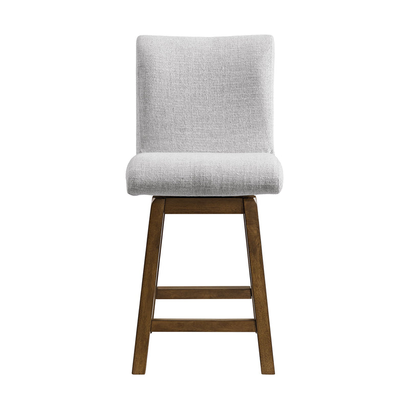 Carmela - Swivel Counter Chair (Set of 2) - Brown / Light Gray Linen