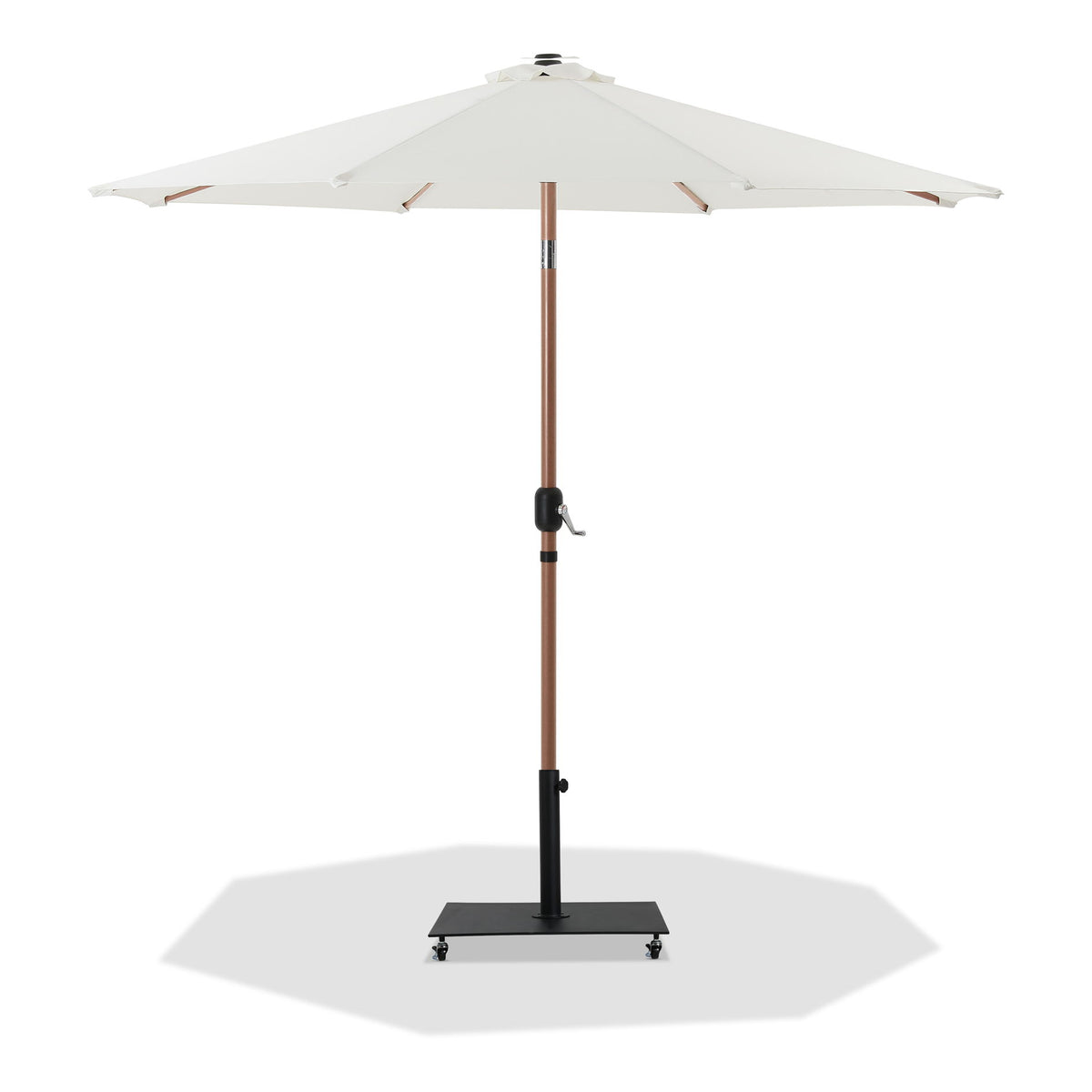 Fiji - Aluminum Patio Umbrella With Square Black And Teak Base