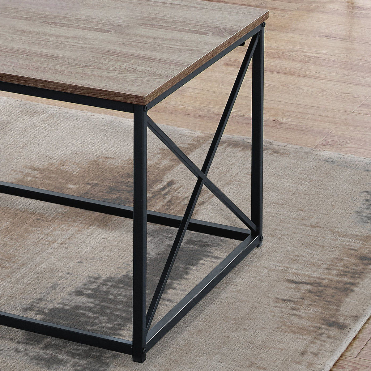 3 Pieces Table Set, Coffee, End, Side, Accent - Brown / Black