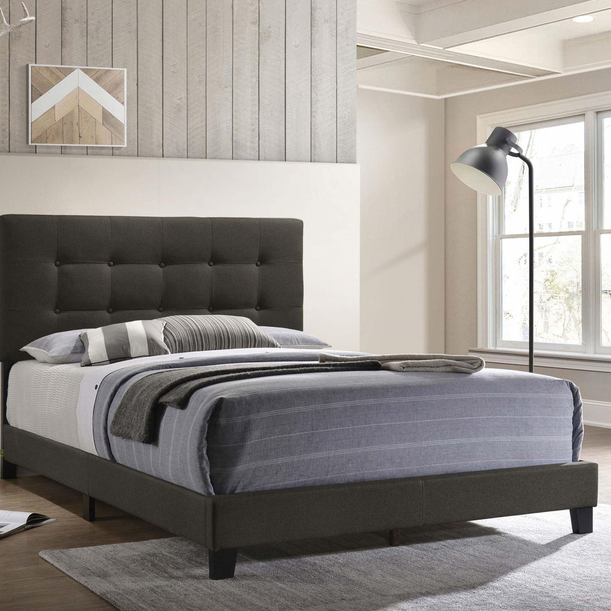 Mapes Upholstered Full Panel Bed Charcoal