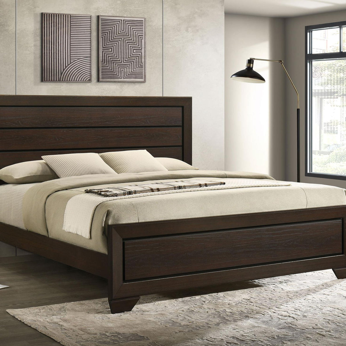 Kauffman Wood Eastern King Panel Bed Dark Cocoa