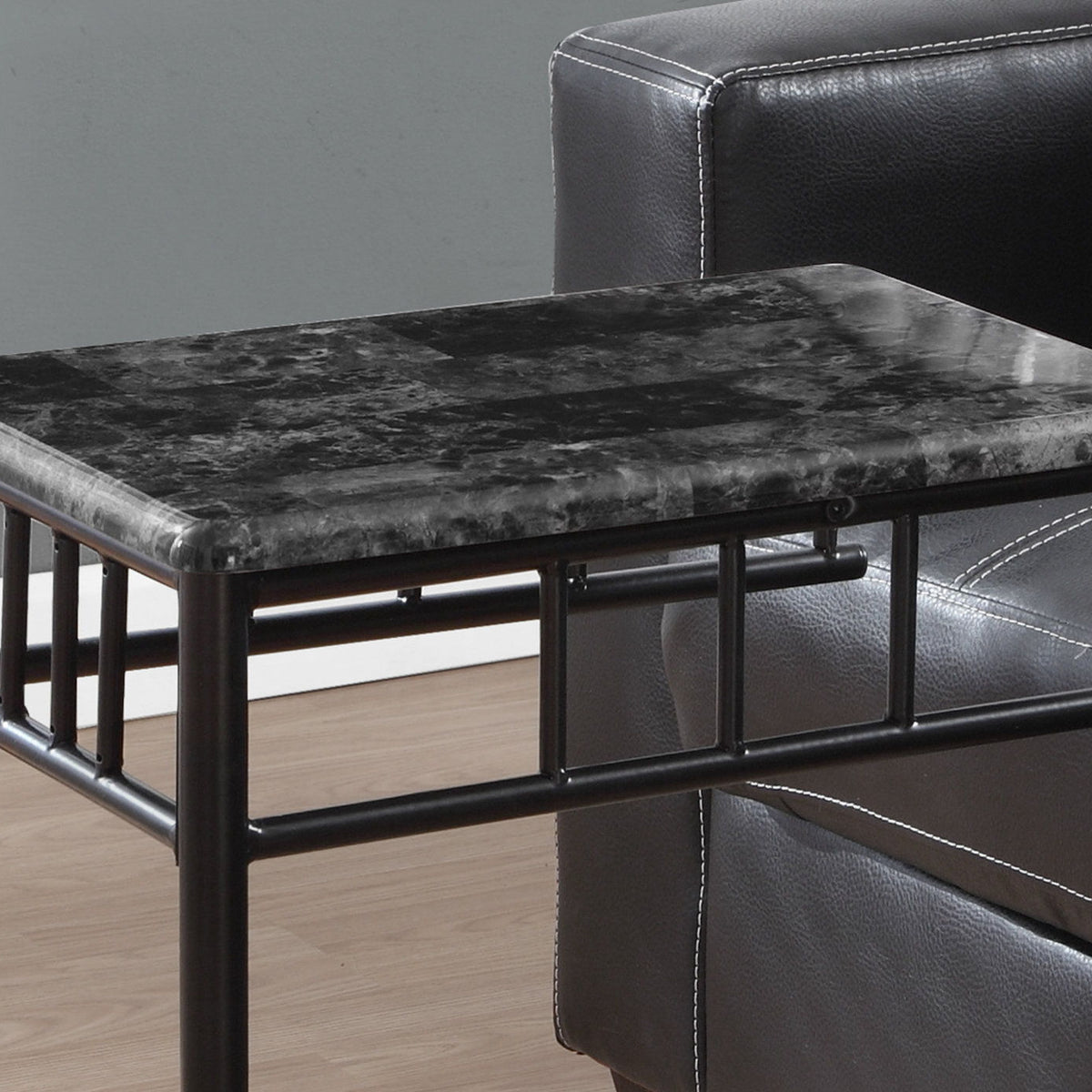 C-Shaped Accent Table Marble Look For Living Room