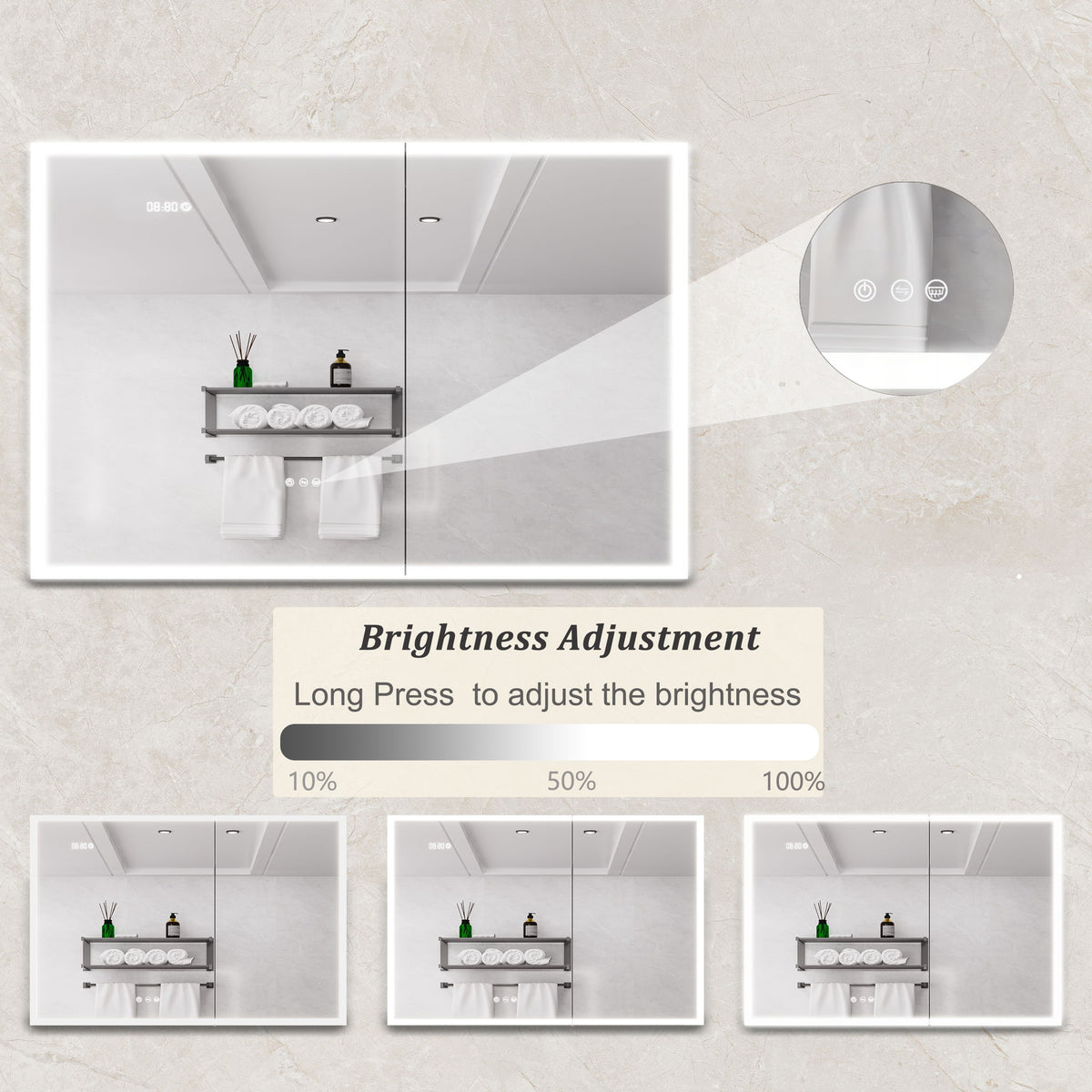 Bathroom Medicine Cabinet With Lights, LED Medicine Cabinet With Mirror, Lighted Medicine Cabinet With Defogger