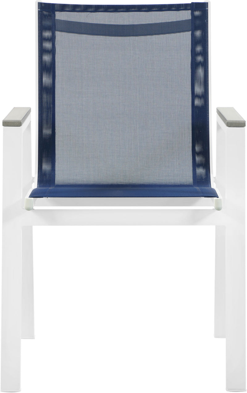 Nizuc - Outdoor Patio Dining Arm Chair With White Frame And Gray Arms (Set of 2)