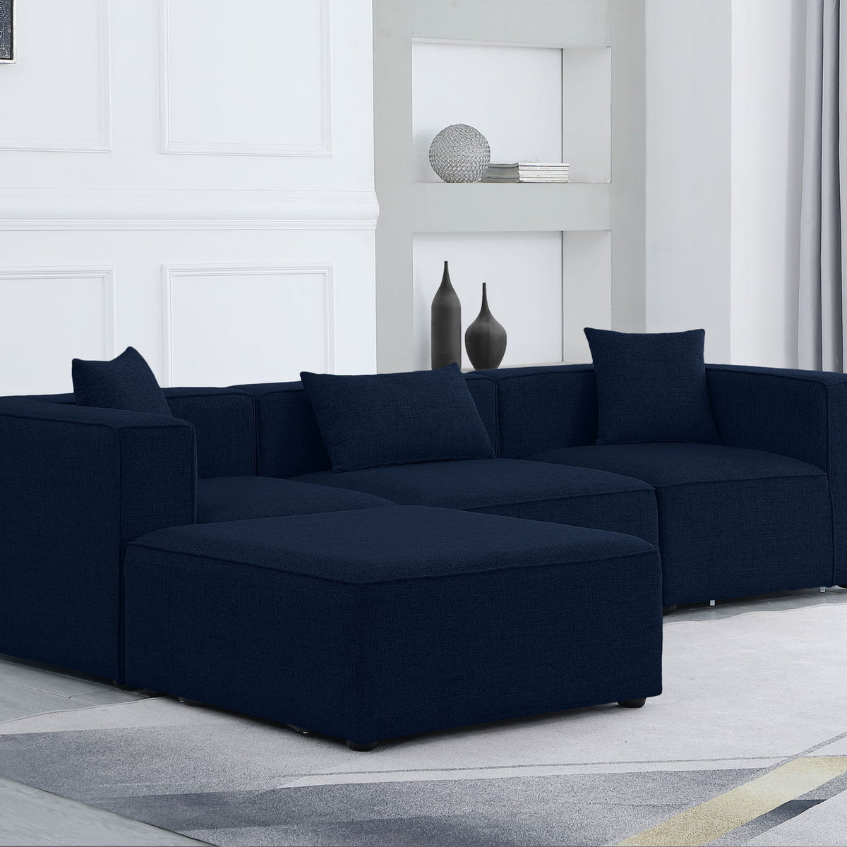 Cube - Linen 4 Piece Modular Sectional With Chaise