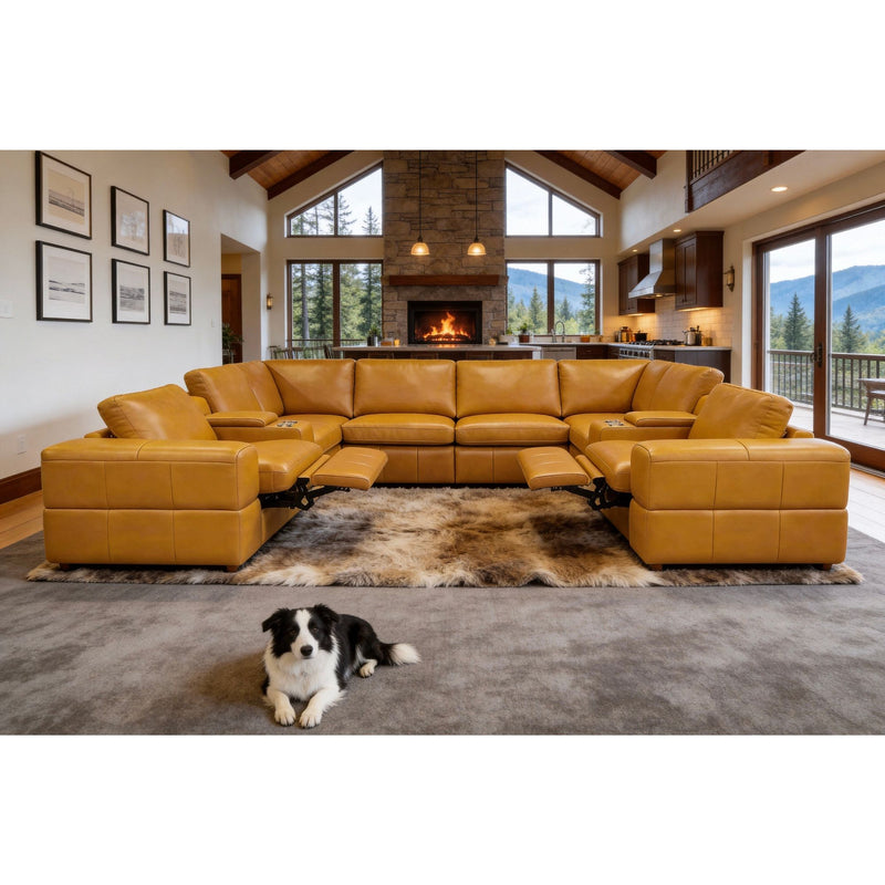 Upholstered Large Arms Sectional With Recliner Seats