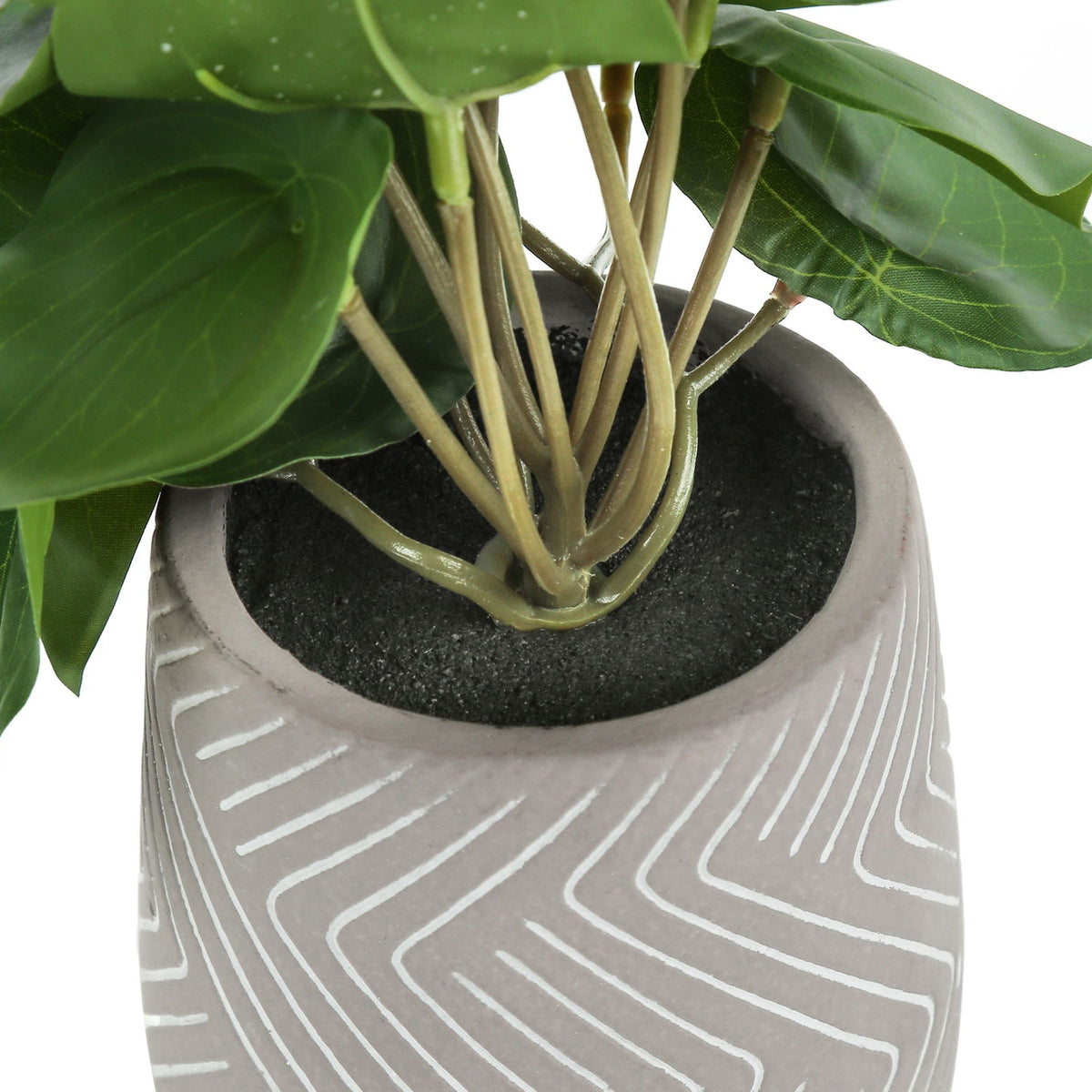 8" Tall, Artificial Plant, Alocasia, Indoor, Faux, Fake, Table, Greenery, Potted, Decorative (Set of 2) - Green / White