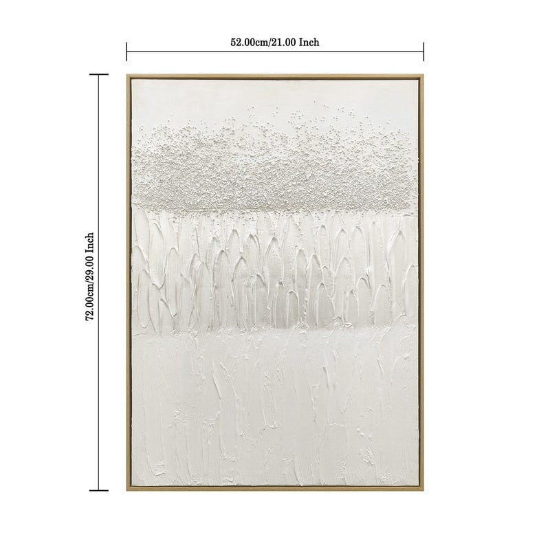 Framed Abstract Wall Art, Thick Textured Canvas Painting With Stone Accents (Set of 2) - Antique White
