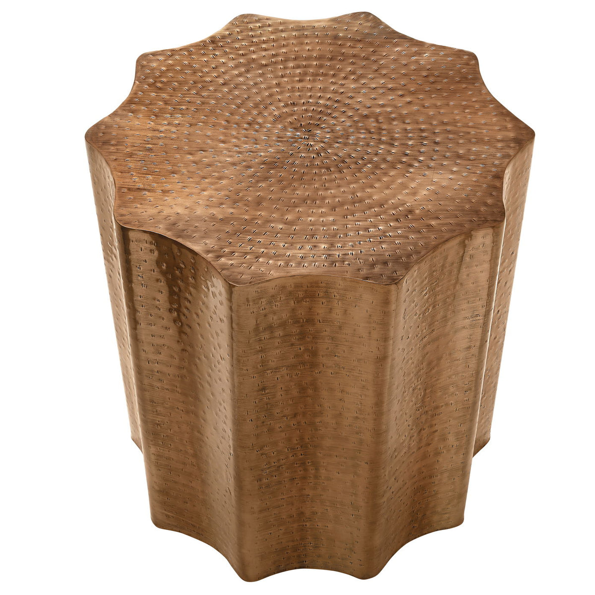 Drum Accent Side Table, Stylish Scalloped Design