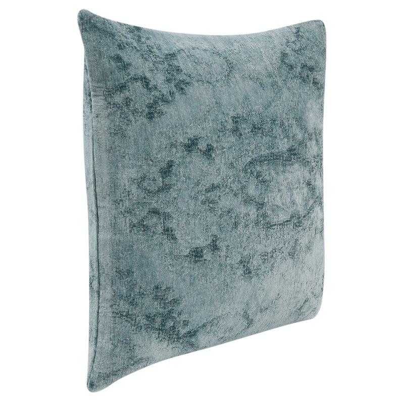 SLD decorative pillow, muted blue distressed pattern, square front view