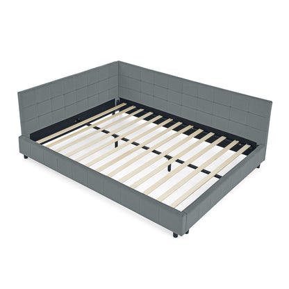 Elegant Storage Upholstered Tufted Bed Frame With Backrest And Armrests