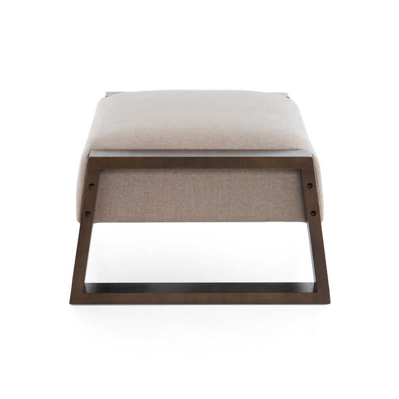 Sleek And Stylish Ottoman Polyester With Rubberwood Legs - Beige