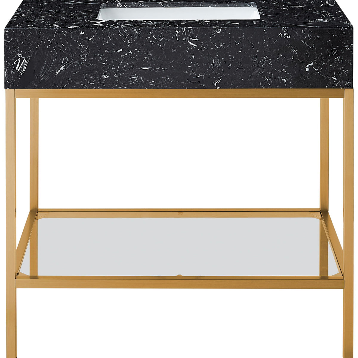 Marmo - Engineered Marble Bathroom Vanity With Gold Base