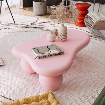 Cloud-Shaped Coffee Table Sphere Legs Pink 47-inch