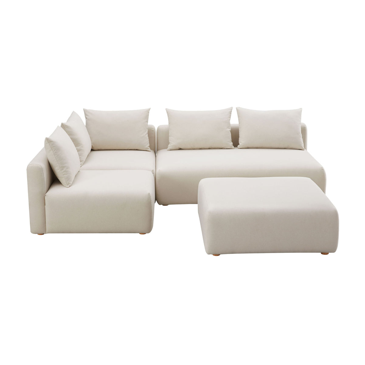 Hangover - 4-Piece Linen Modular Chaise Sectional - Cream