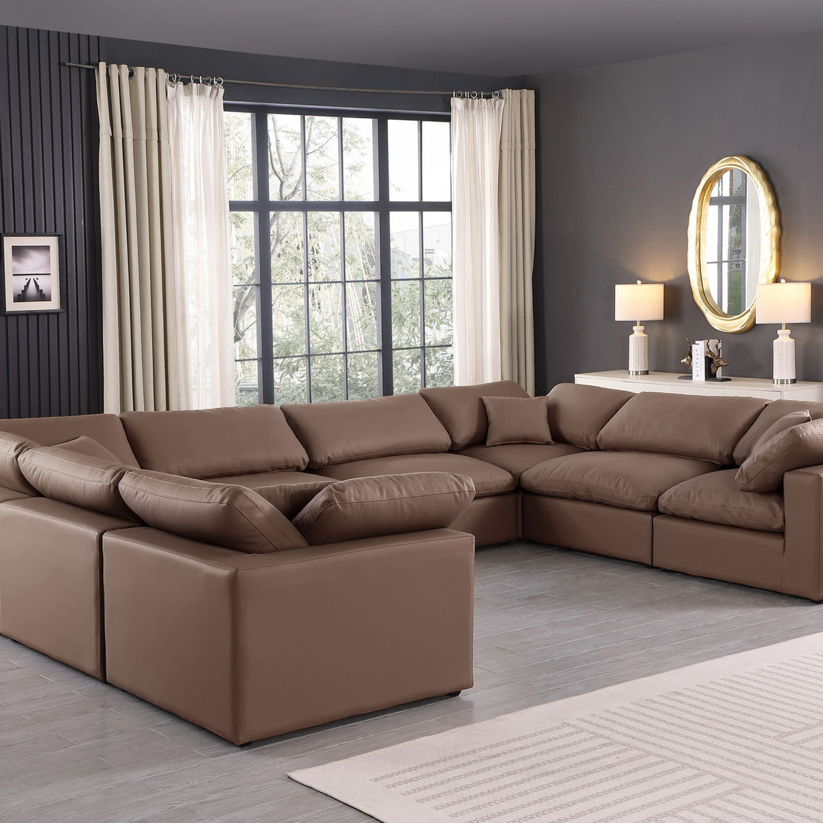 Comfy - 8 Piece Faux Leather Modular Sectional