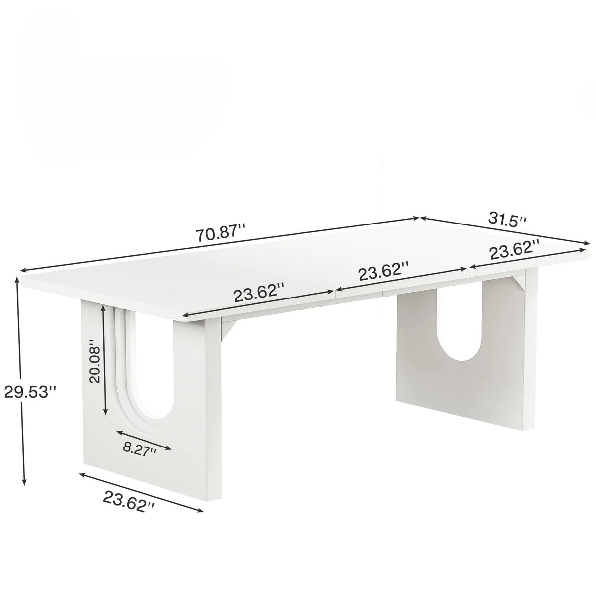 Rectangular Dining Table For 6 - 8 People With Pedestal Base