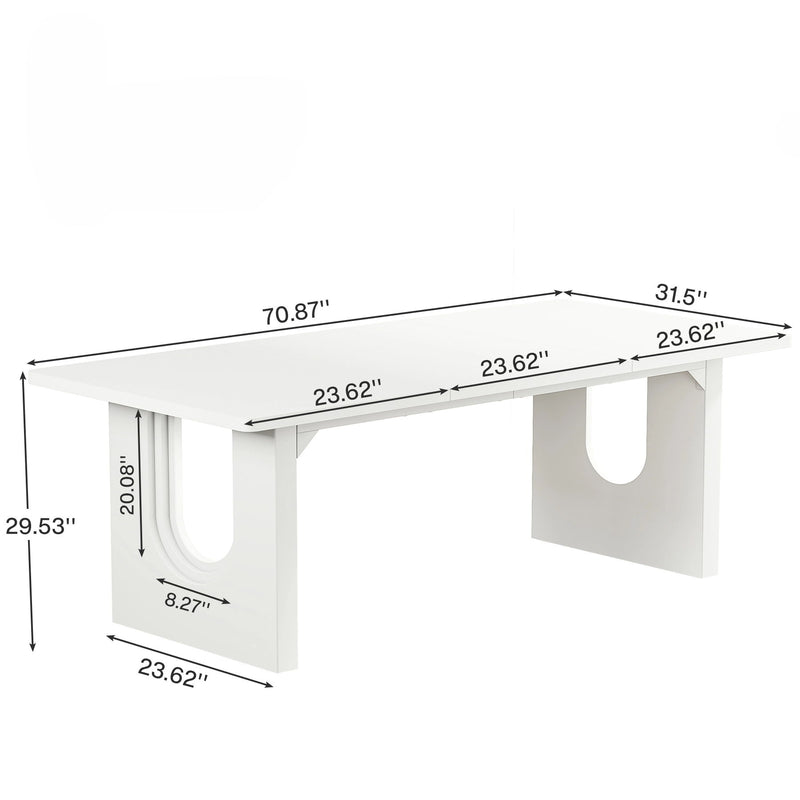 Rectangular Dining Table For 6 - 8 People With Pedestal Base