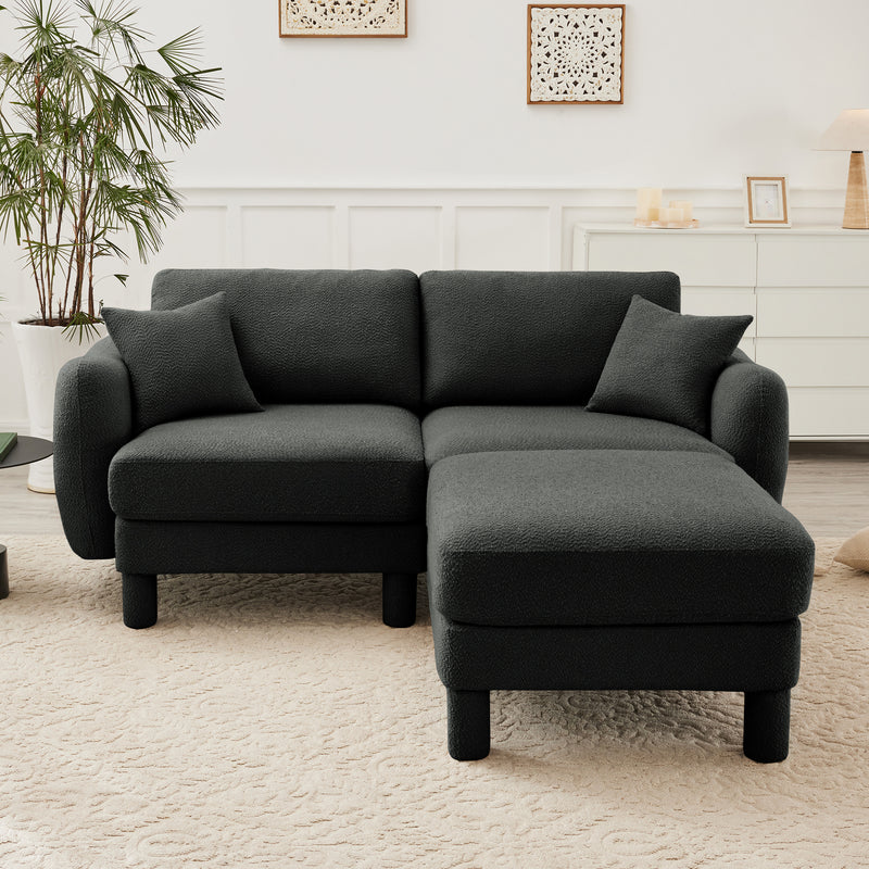 2-Seater Boucle Loveseat - Dark Gray Boucle