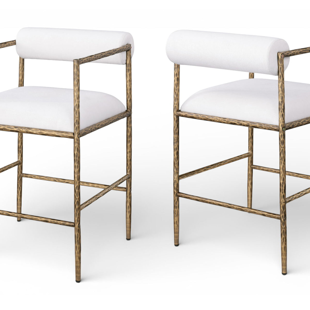 Axis - Linen Textured Cream Fabric Upholstered Counter Stool (Set of 2)