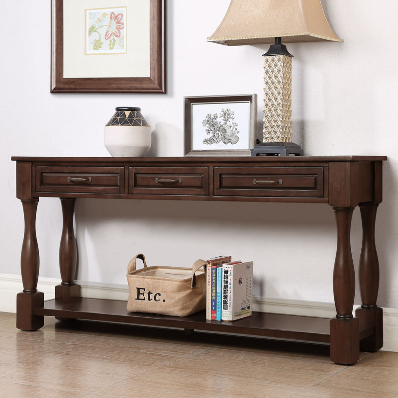 Console Table With 3 Drawers And 1 Bottom Shelf For Entryway - Espresso