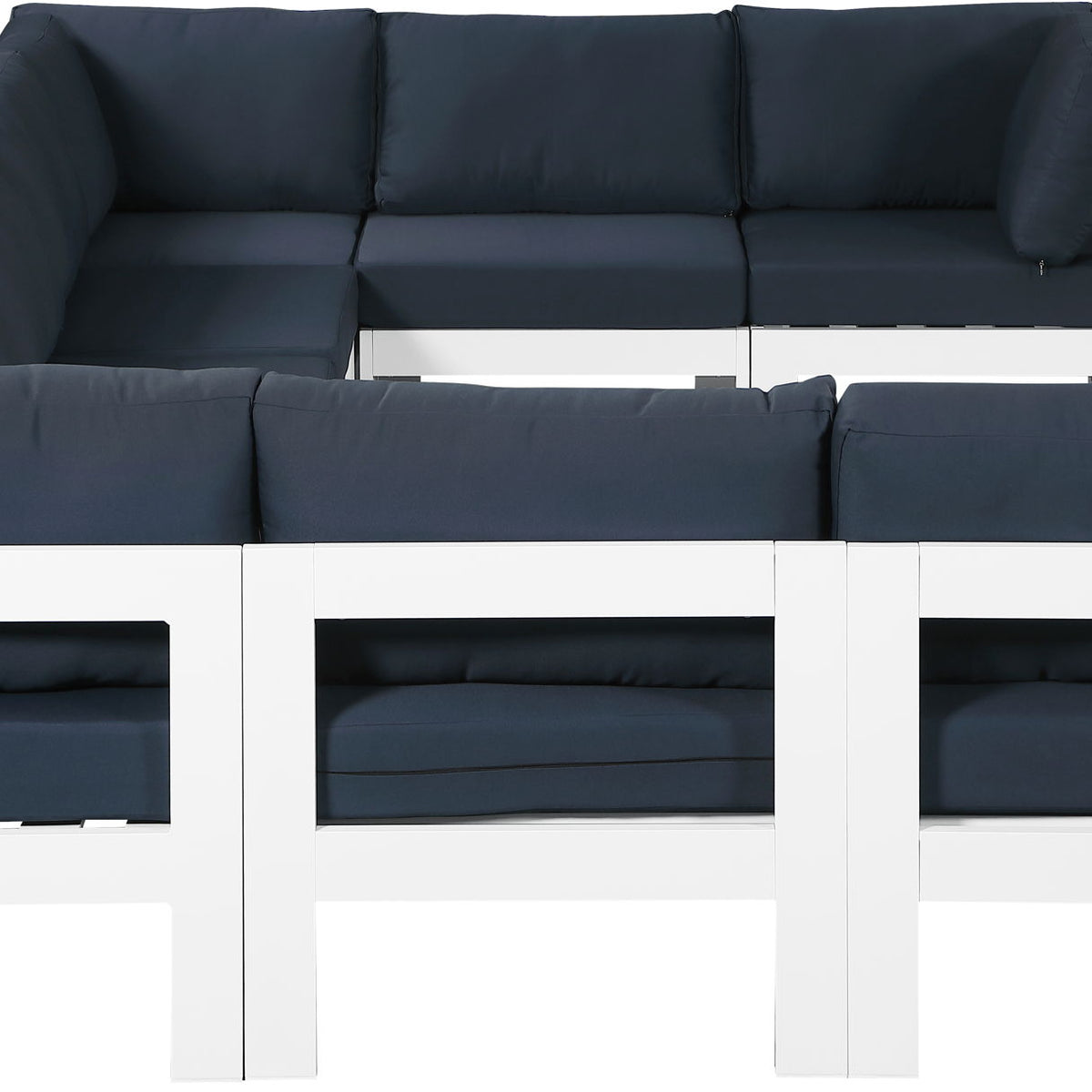 Nizuc - Outdoor Patio 9 Piece Modular Sectional With White Frame