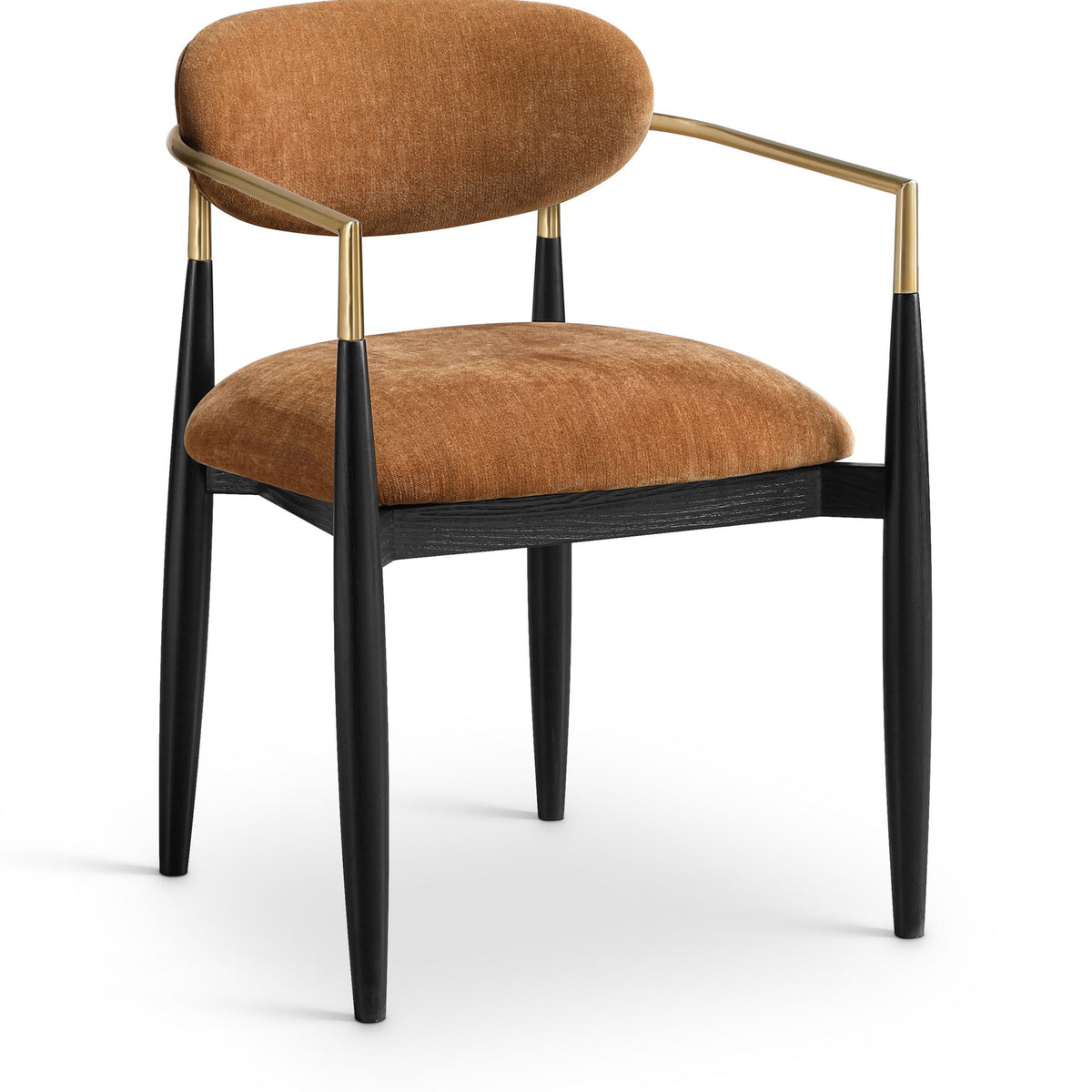 Riccio - Fabric Dining Arm Chair (Set of 2) - Black And Gold Frame