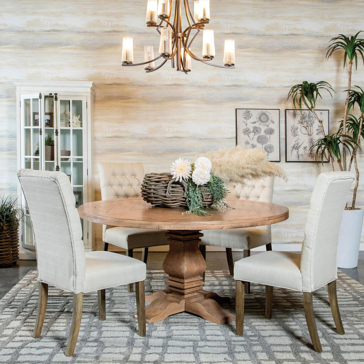 Florence 5-piece Round Dining Table Set Rustic Honey