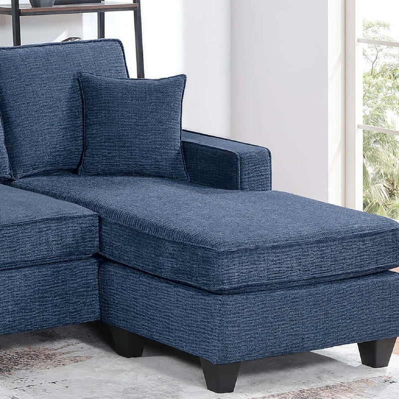 Sectional Set With USB Port Right Arm Chaise, Armless Loveseat, Left Arm Chaise, 3 Piece, Includes Matching Pillows - Dark Blue