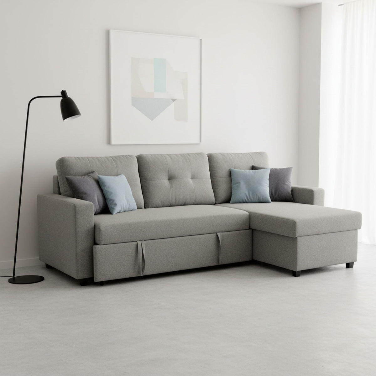 Convertible L Shaped Sectional Sleeper Sofa Bed, Saving Pull Out Couch