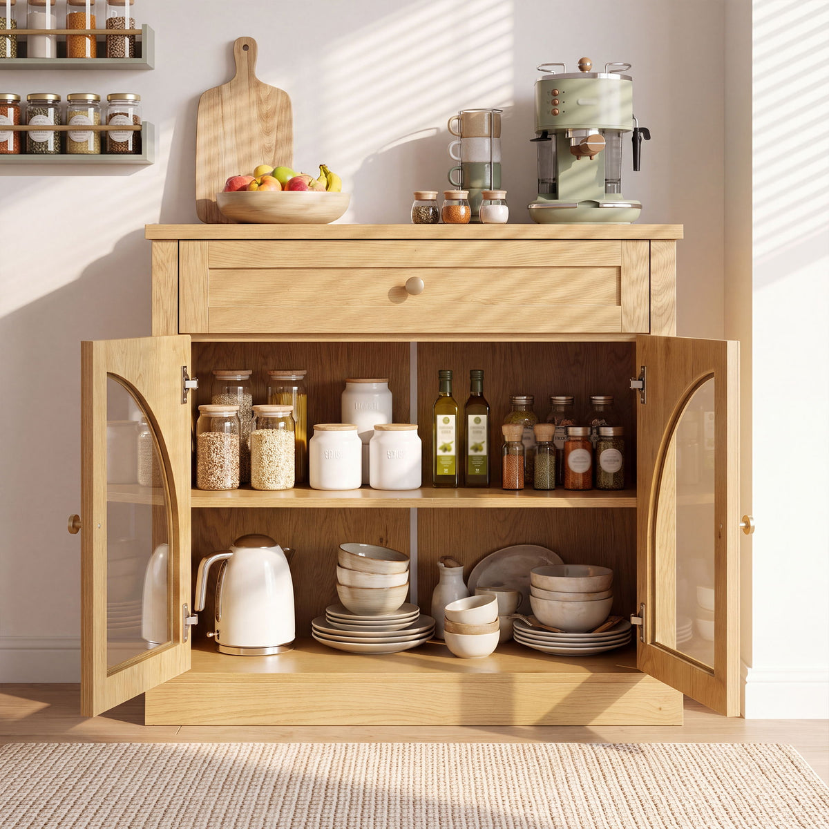 Modern Sideboard Cabinet With 1 Drawer And 2 Arched Doors