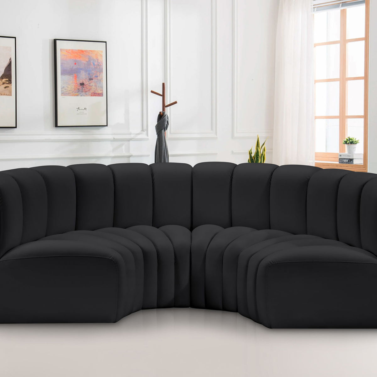 Arc - Faux Leather 4 Piece U-Shaped Modular Sofa