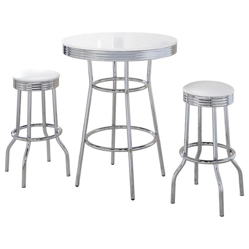 Retro - 3 Pieces Round 1950s Bistro Pub Bar Table Set