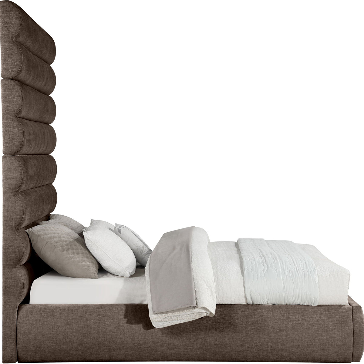 Adam - Chenille Fabric Bed With 89" Headboard