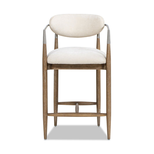 Artemis - Mixed Material Upholstered Counter Stool - Warm White