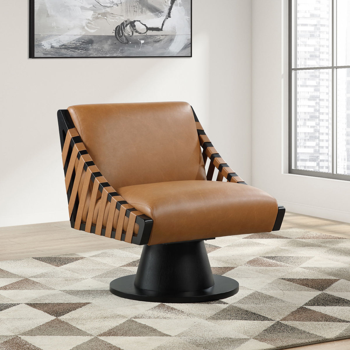 Millwin - Swivel Accent Chair With Black Base