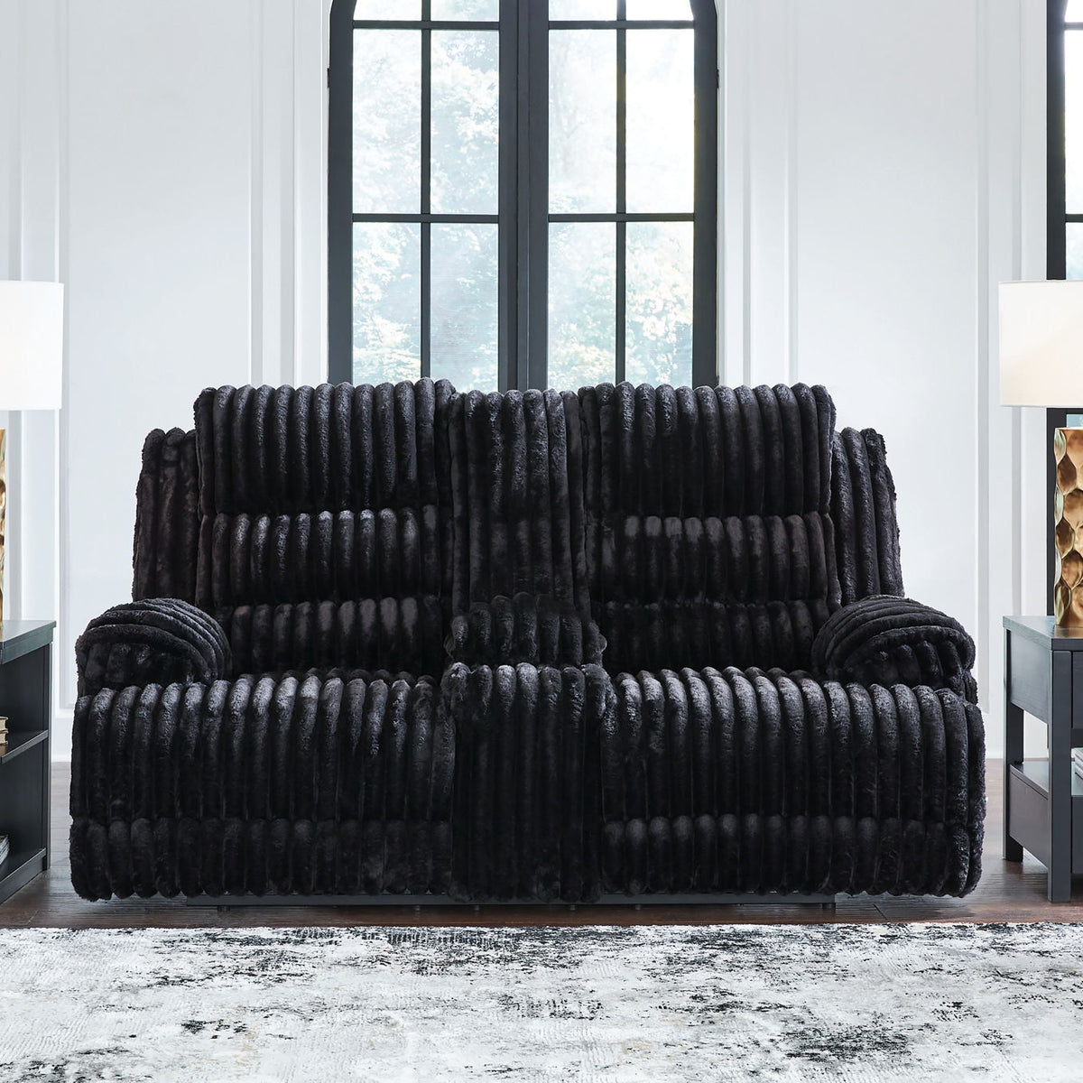 Rhine Falls - Double Reclining Power Loveseat With Console - Onyx