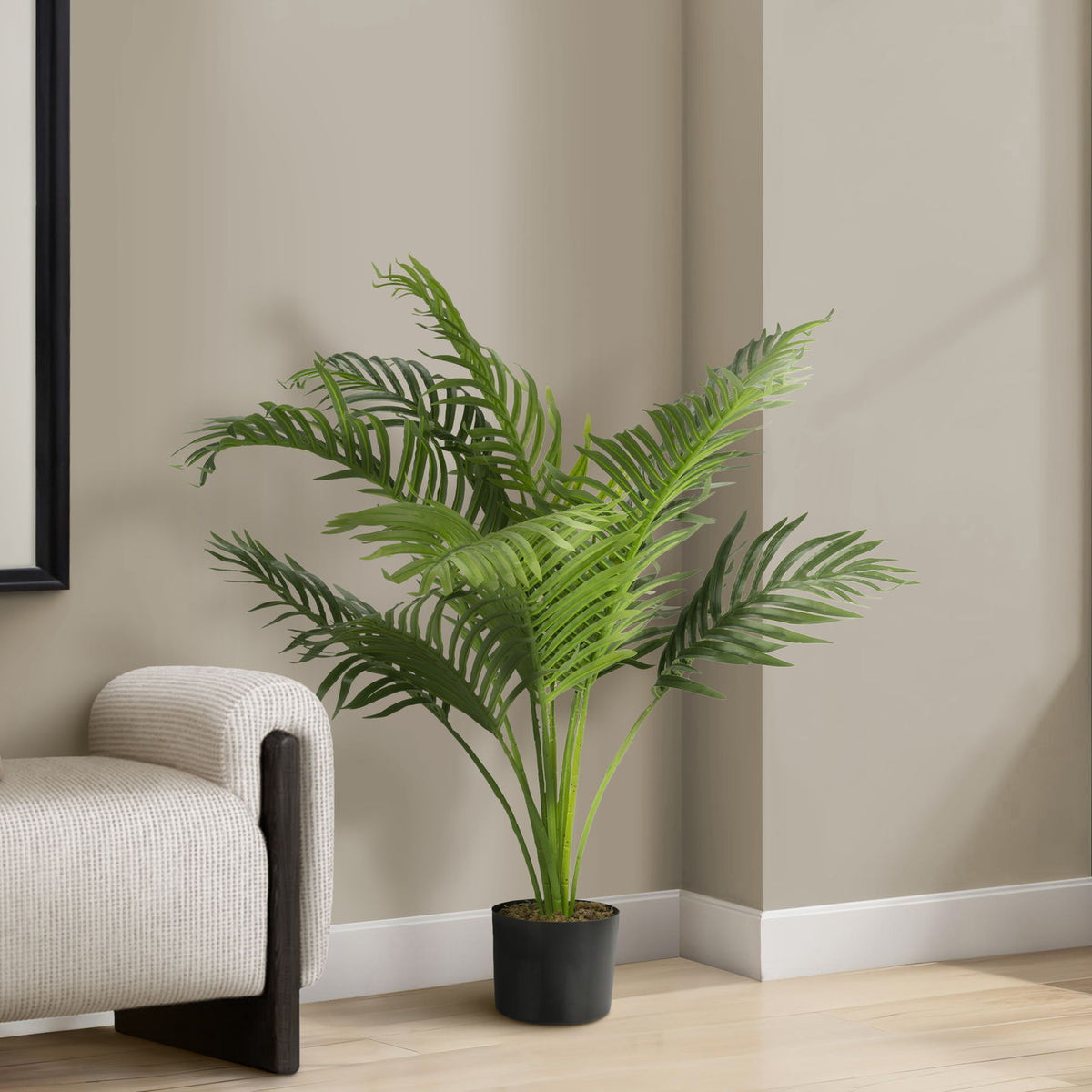 34" Tall, Artificial Plant, Palm Tree, Indoor, Faux, Fake, Floor, Greenery, Potted, Real Touch, Decorative - Green / Black
