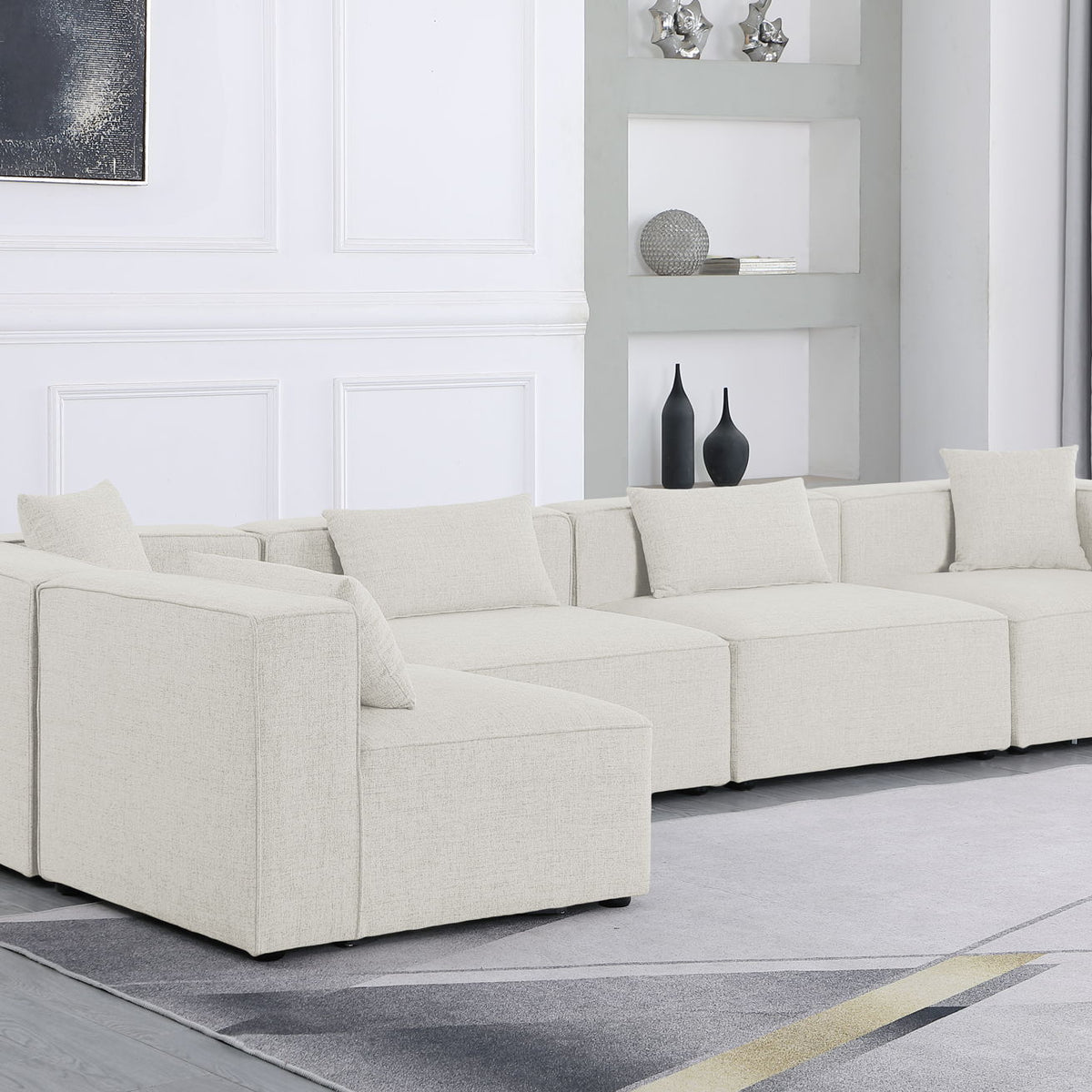 Cube - Linen 5 Piece Modular Sectional