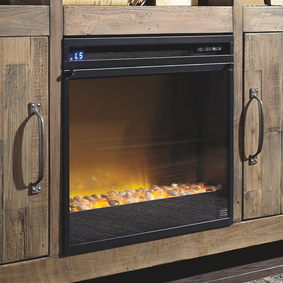 Starmore - 70" TV Stand With Glass/Stone Fireplace Insert - Brown