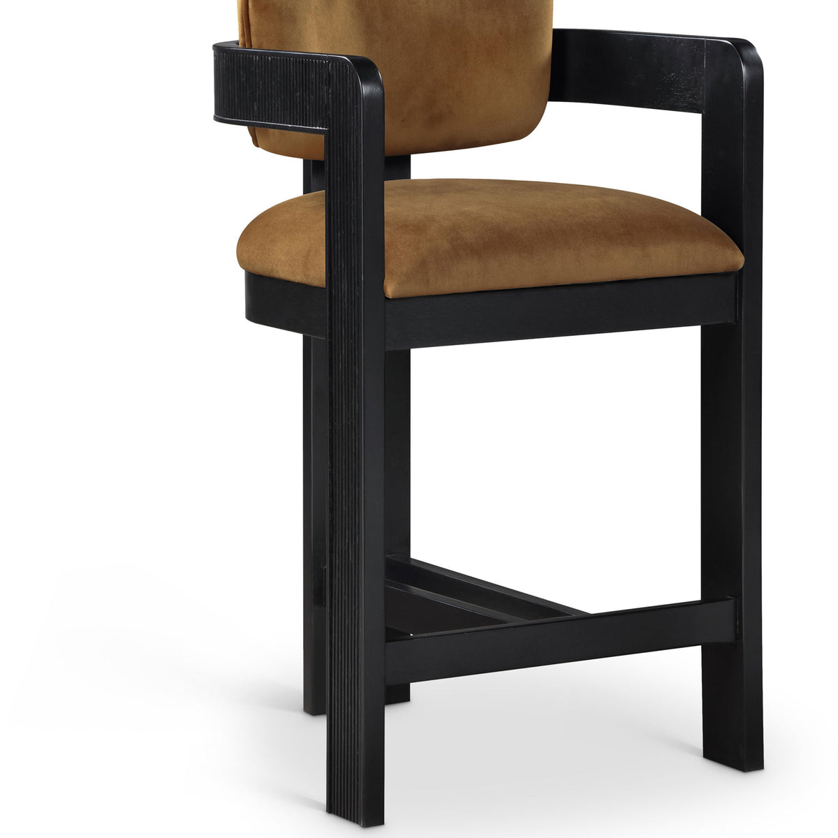 Sacha - Velvet Stool With Black Base