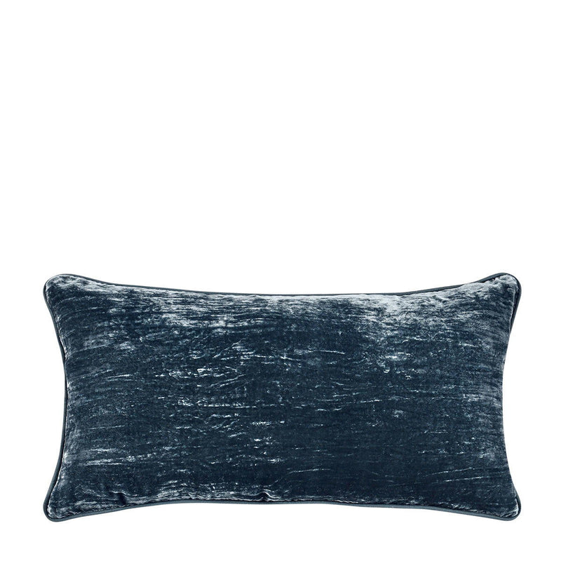 22x22 rectangular pillow in dark teal textured fabric with stitched border