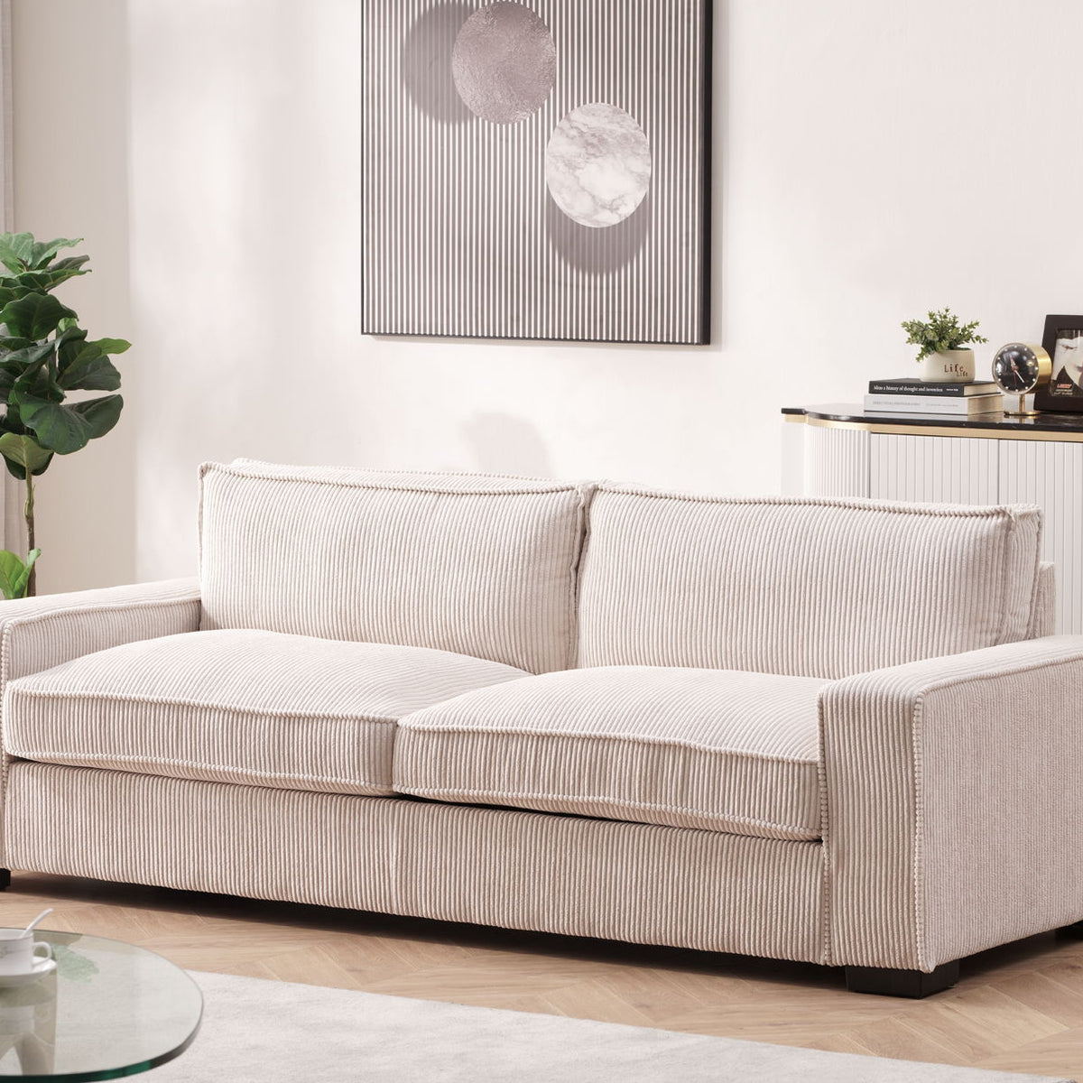 Luxe - Corduroy Sofa With Sleek Design, Spacious And Comfortable 3 Seater Couch