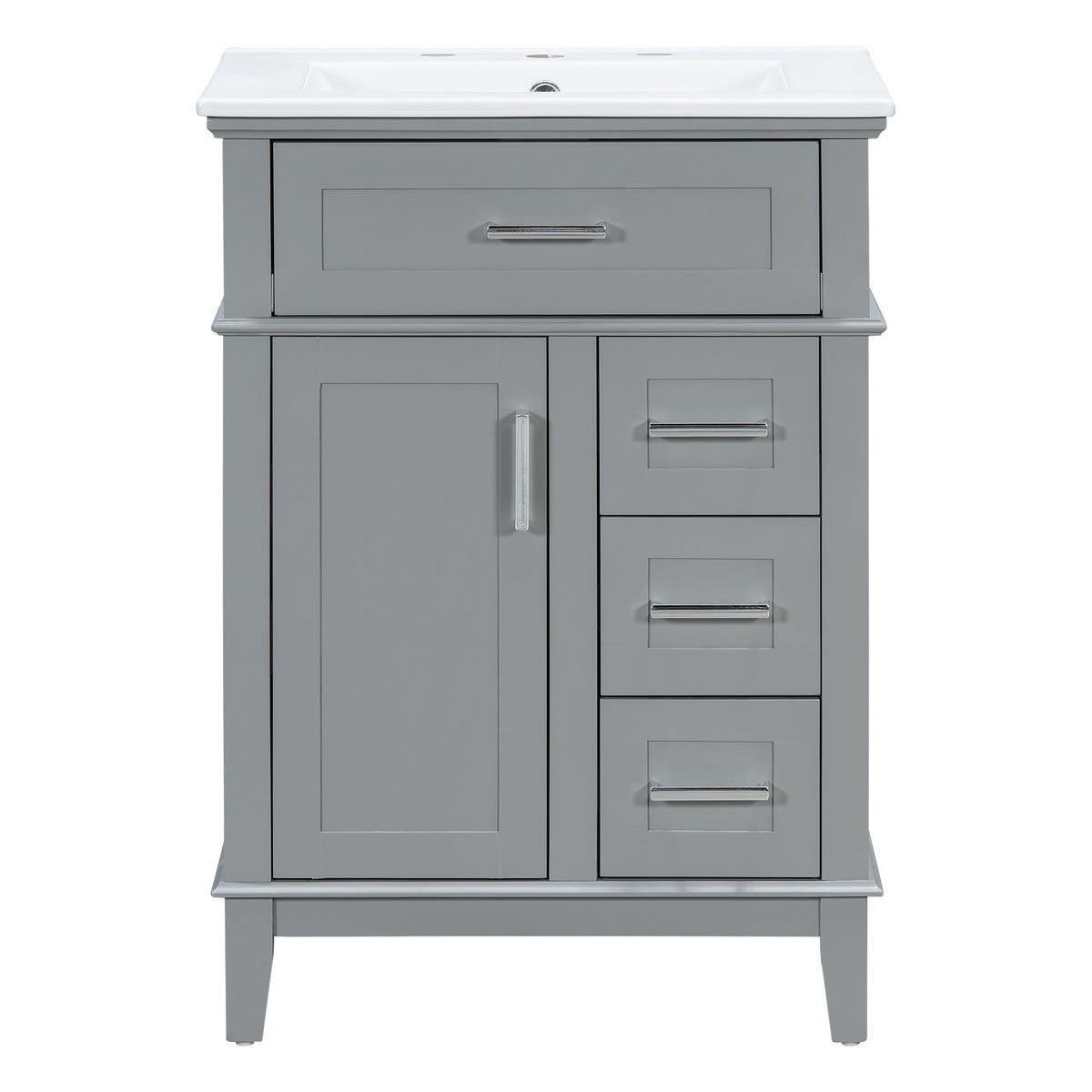 Modern Bathroom Vanity With Sink, Flip Drawer & 3 Drawers, Soft Close Hinges, Adjustable Shelf